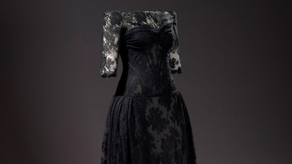 Black lace dress on mount