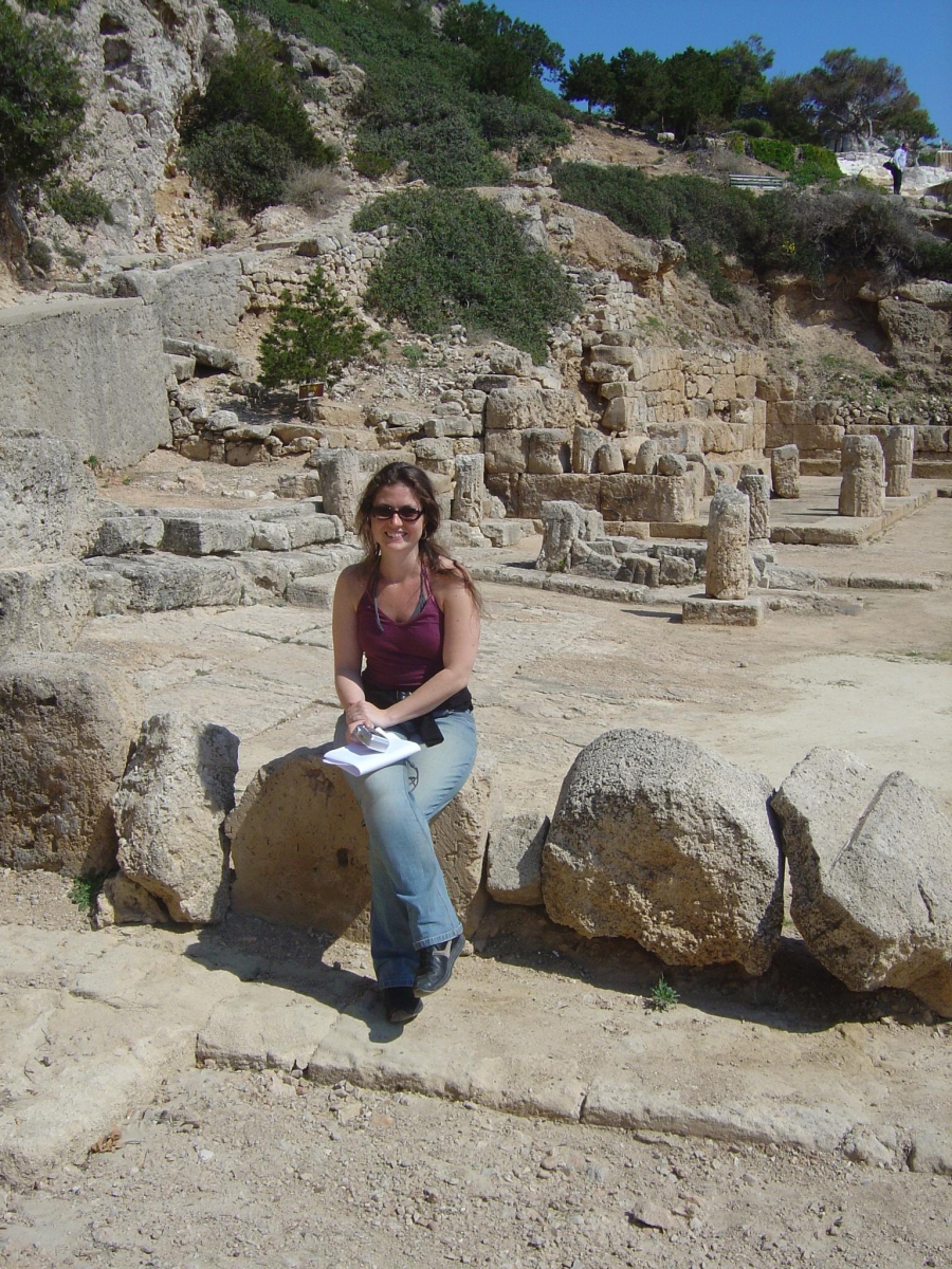 Kate Kooper, archaeologist, on a dig in Perachora, Greece.