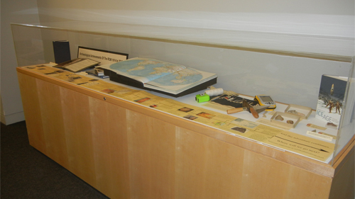 ROM Library display case with archaeological artifacts