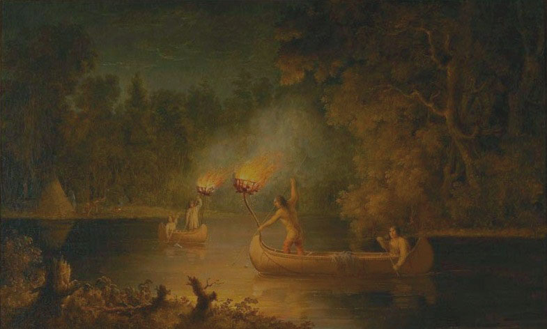 “Fishing by Torch Light” by Paul Kane, 1849 – 1856 Menominee, Fox River, Wisconsin Oil on canvas; 912.1.10; Gift of Sir Edmund Osler 