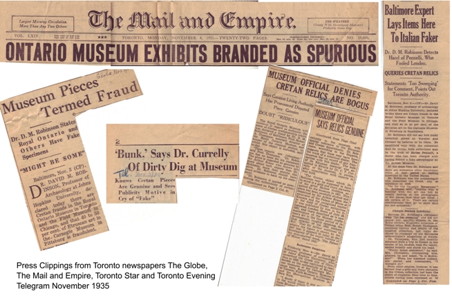 Clippings from Toronto newspapers, November 1935