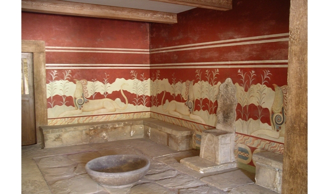 The ‘throne of Minos’ in the Throne-room at Knossos (photo K. Cooper, 2011)
