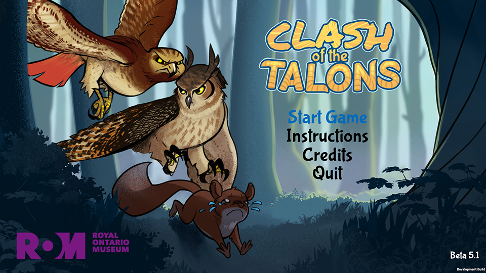 Écran du menu du jeu Clash of the Talons 