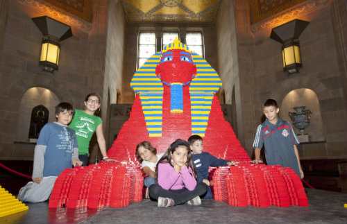 Kids hanging out with Lego Sphinx