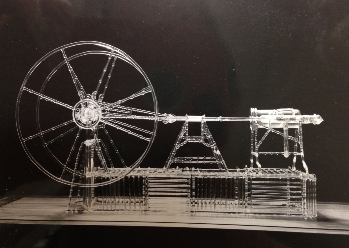 glass model of a steam engine