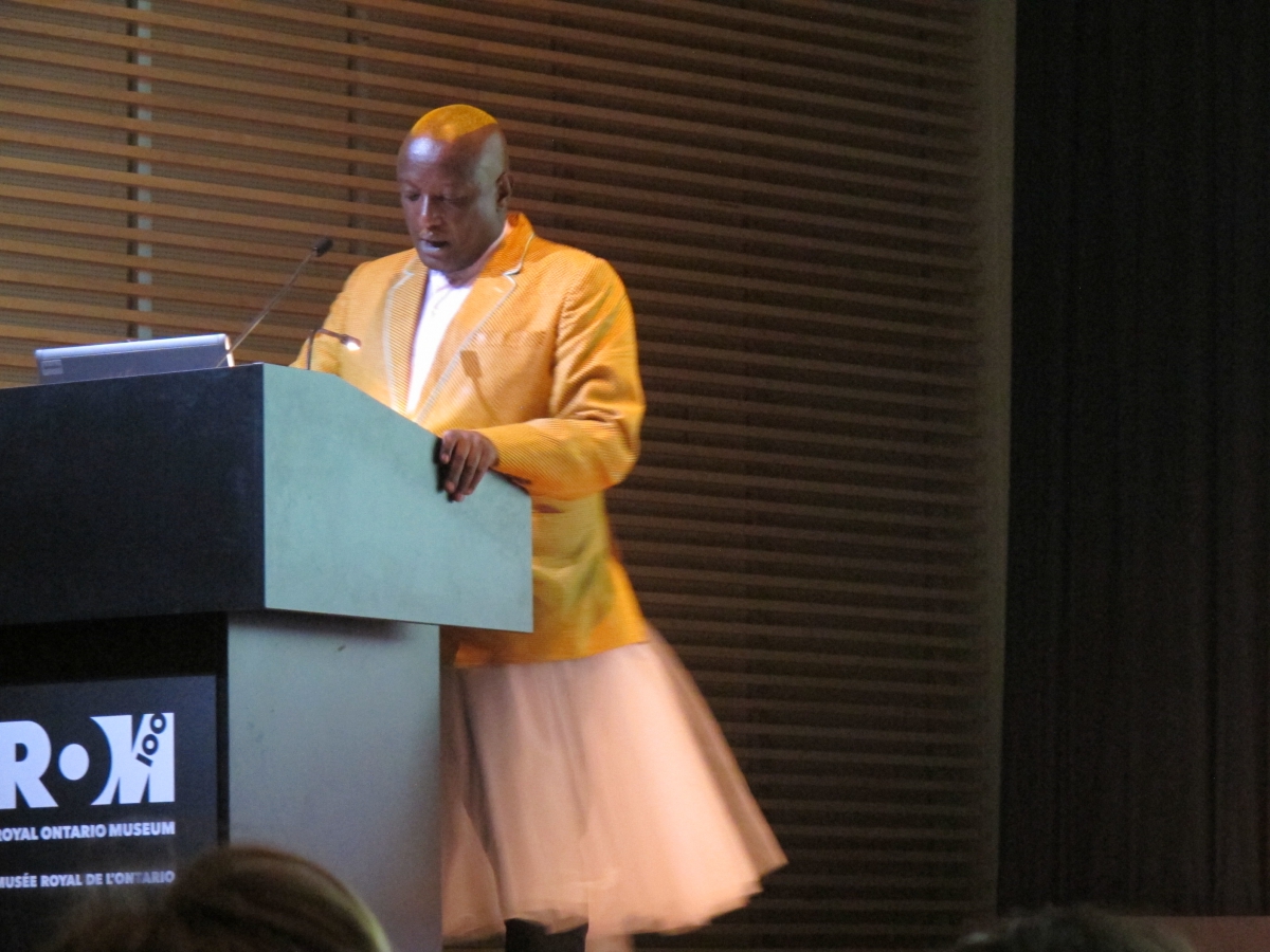 Binyavang Wainaina delivering his keynote at the ROM