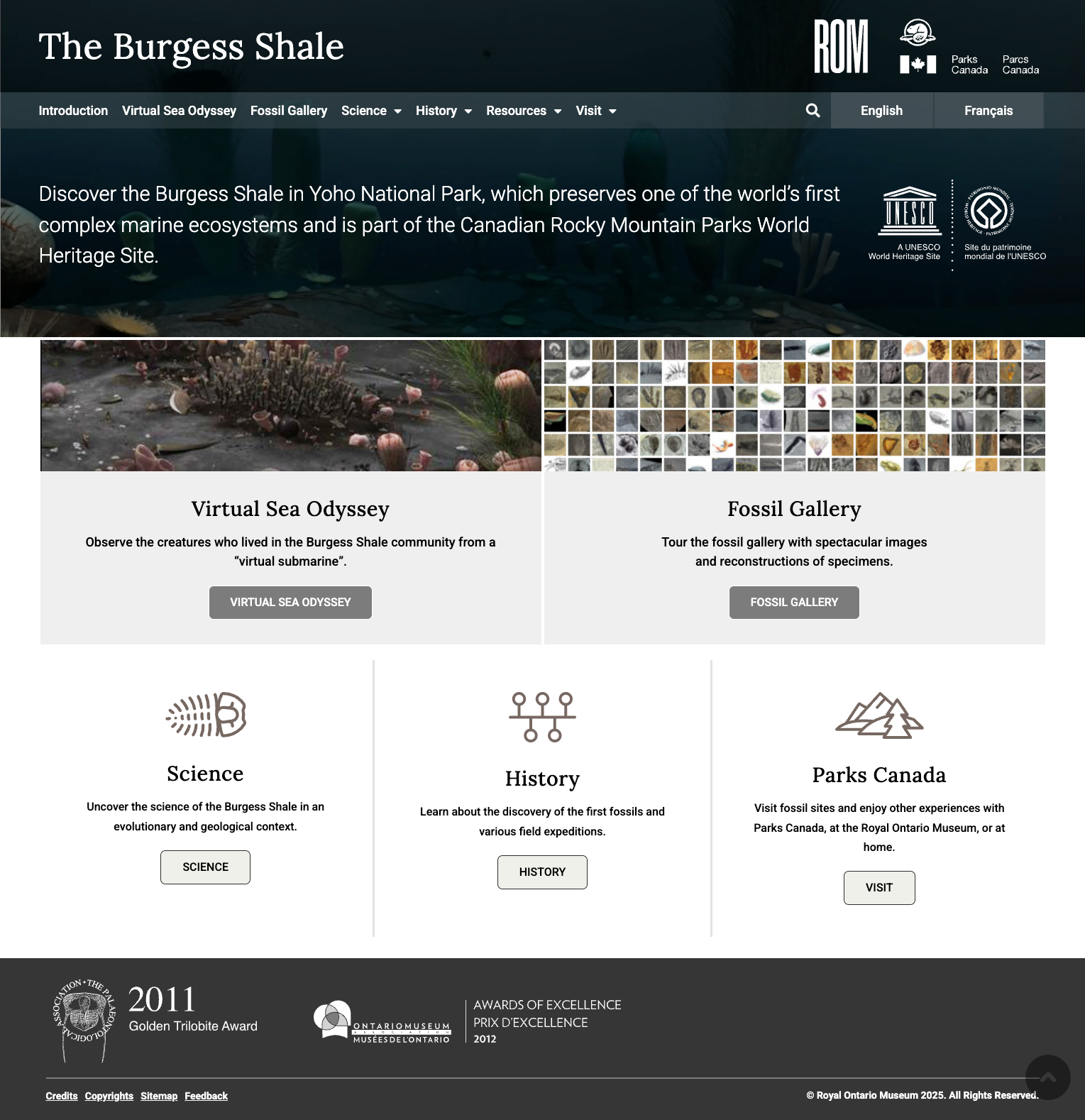 Burgess Shale website homepage