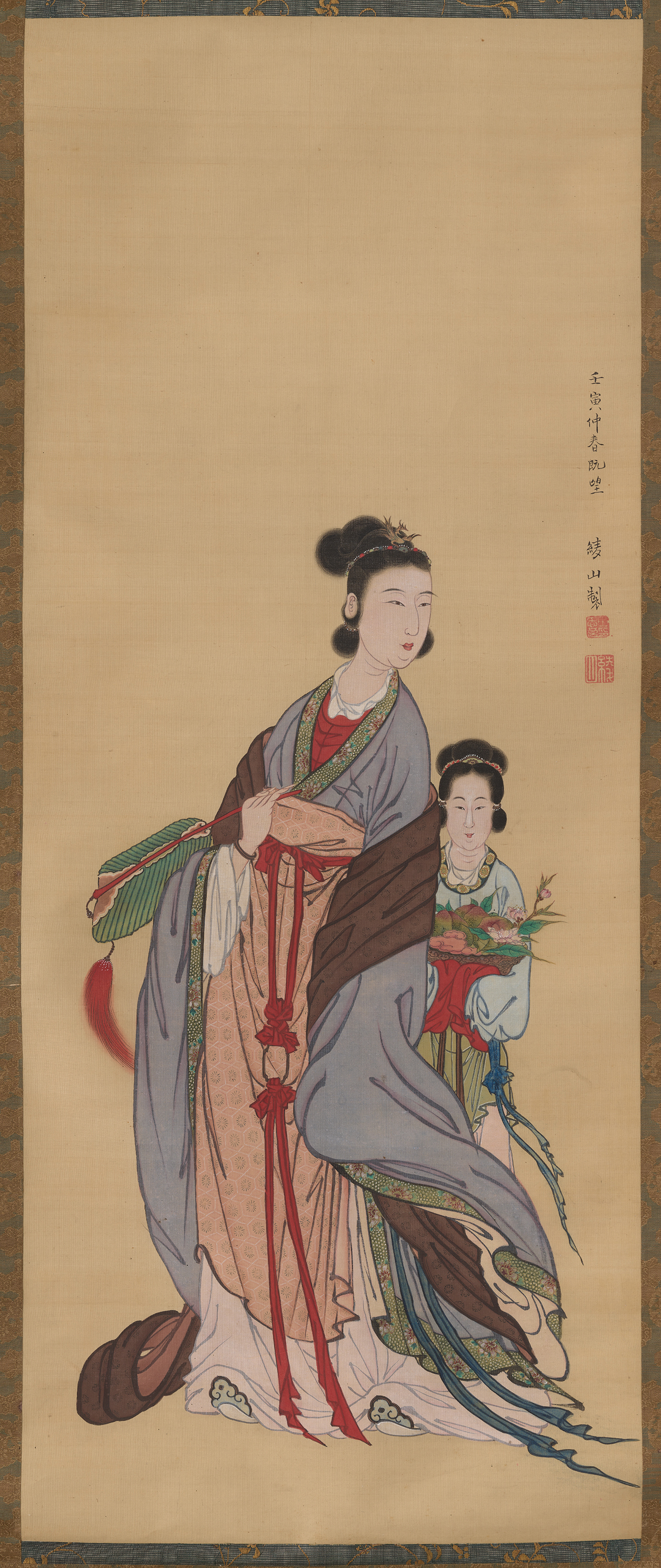 Edo period Japanese hanging scroll of Seiōbo (Queen Mother of the West), 1782, 993.115.1. © ROM and Gift of Mariko Uyeda Curry.