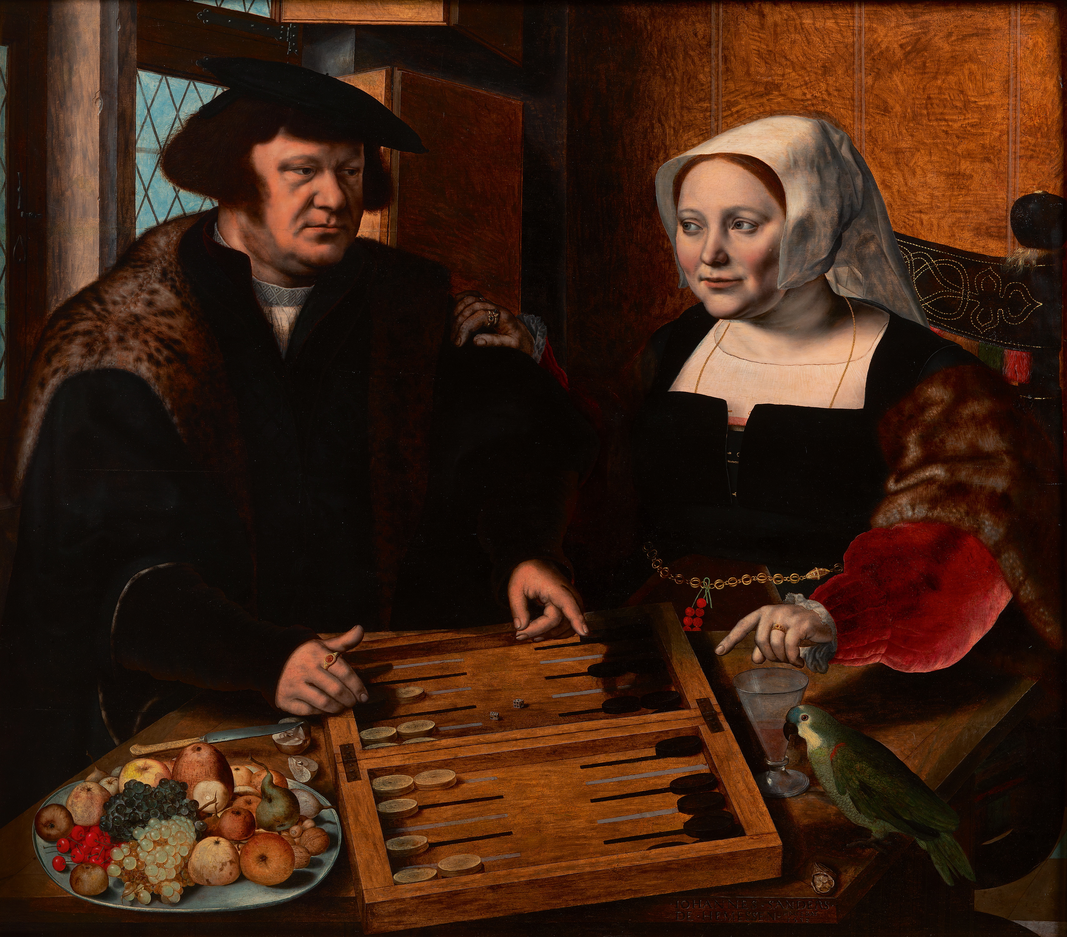 Double Portrait of a Husband and Wife Playing Tables