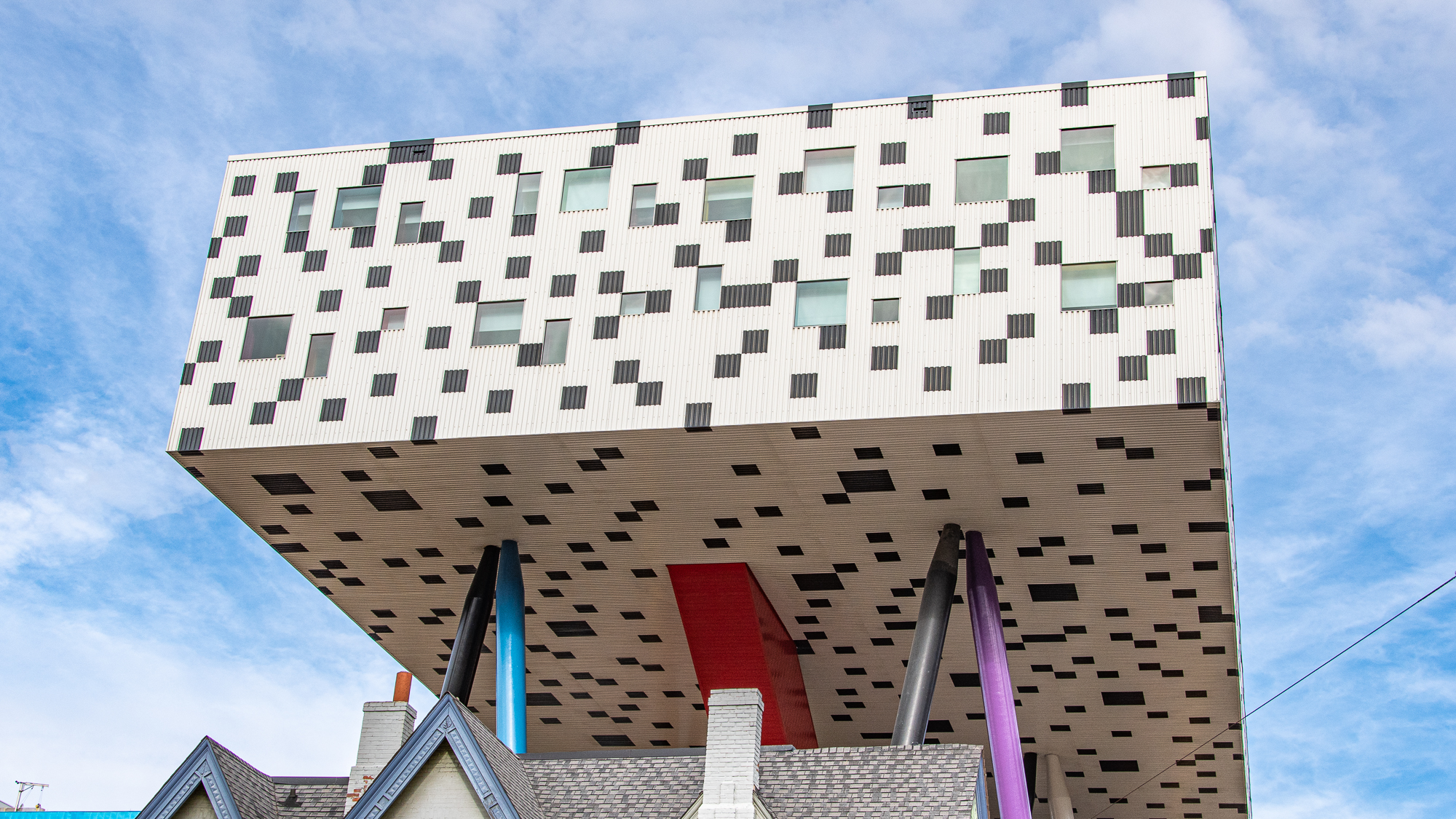 View of multi coloured building