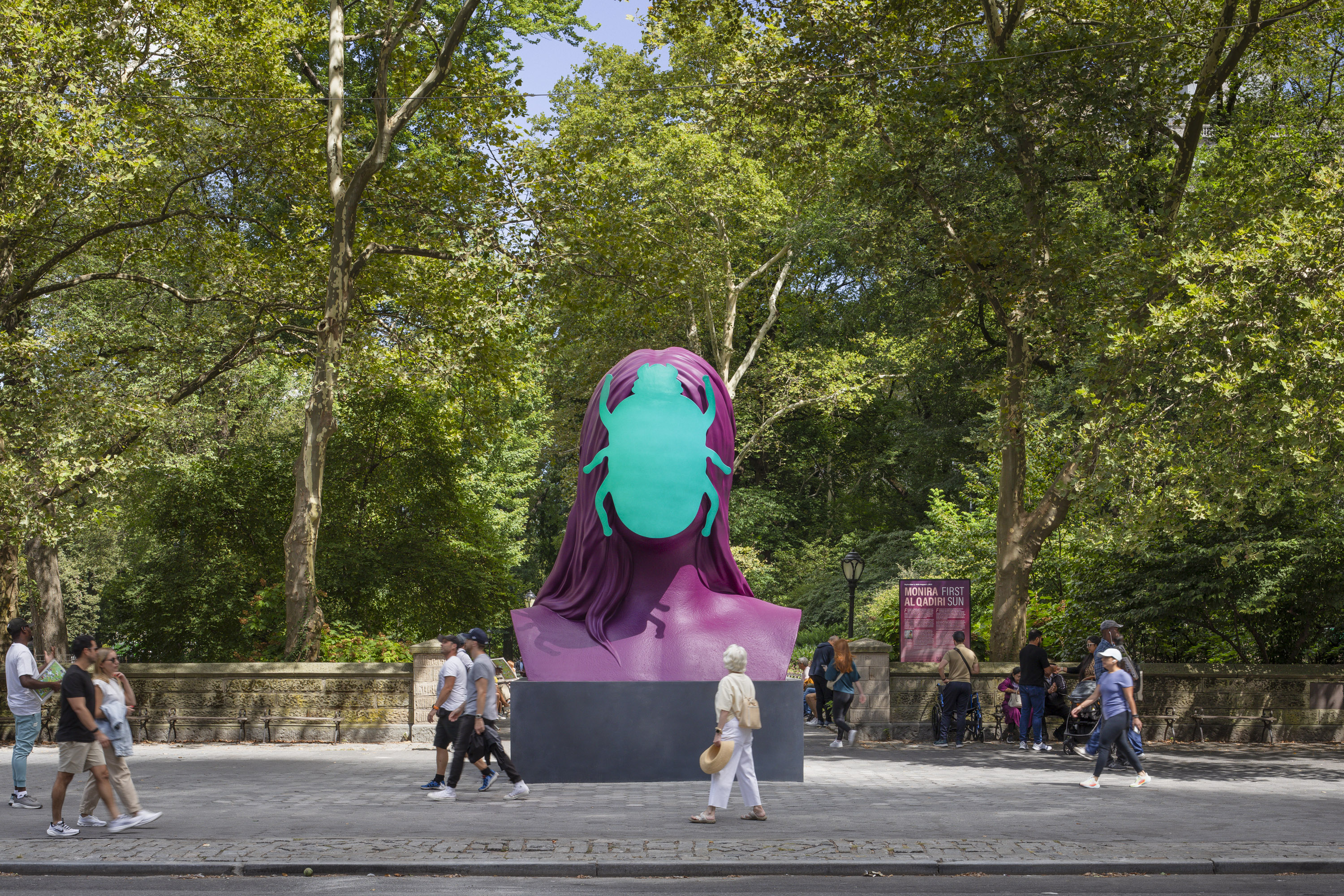 First Sun, 2025 (Doris C. Freedman Plaza, New York City) Cast aluminum, steel, automotive paint; patinated brass pedestal Courtesy of the artist Photo: Nicholas Knight, courtesy of Public Art Fund, NY.