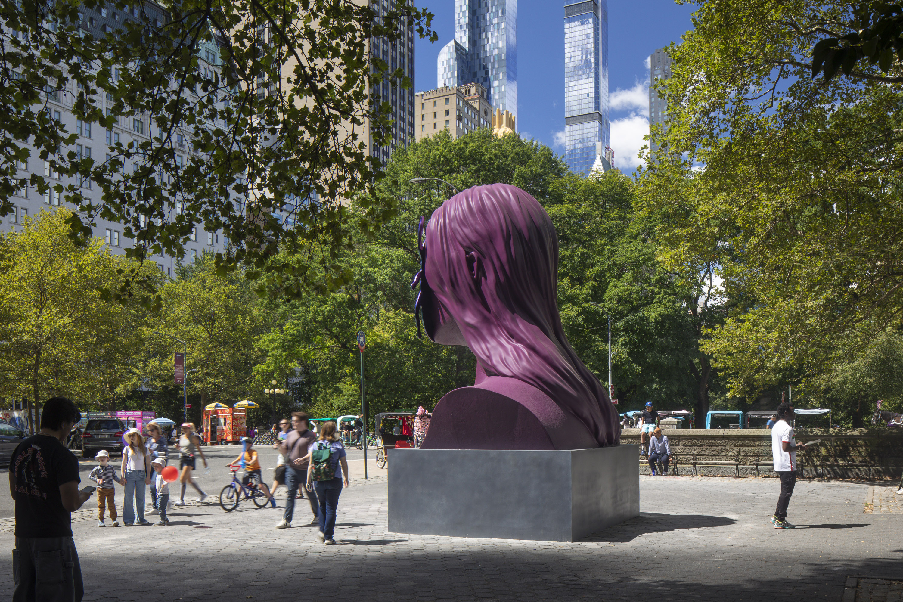First Sun, 2025 (Doris C. Freedman Plaza, New York City) Cast aluminum, steel, automotive paint; patinated brass pedestal Courtesy of the artist Photo: Nicholas Knight, courtesy of Public Art Fund, NY.
