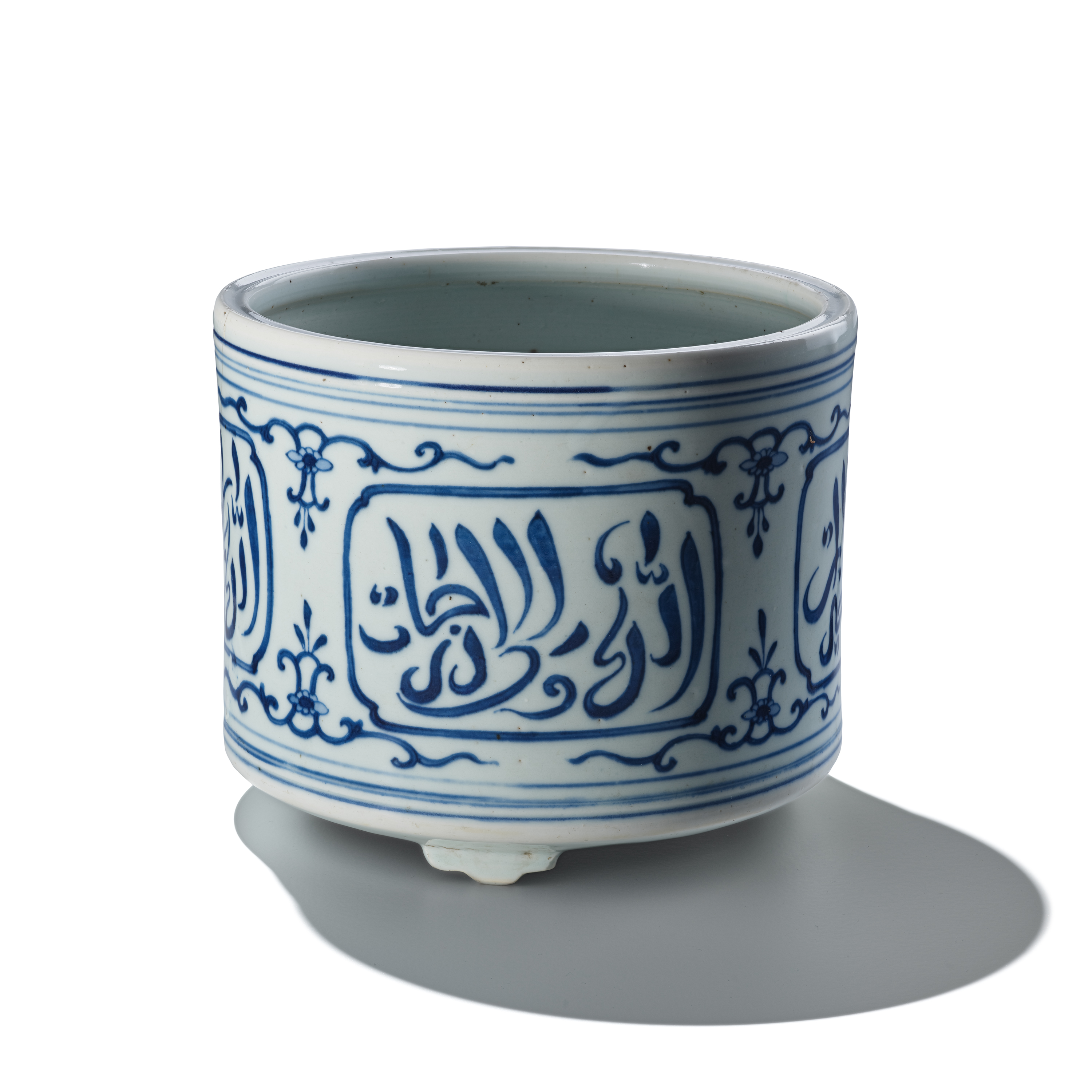 porcelain incense burner with blue paint