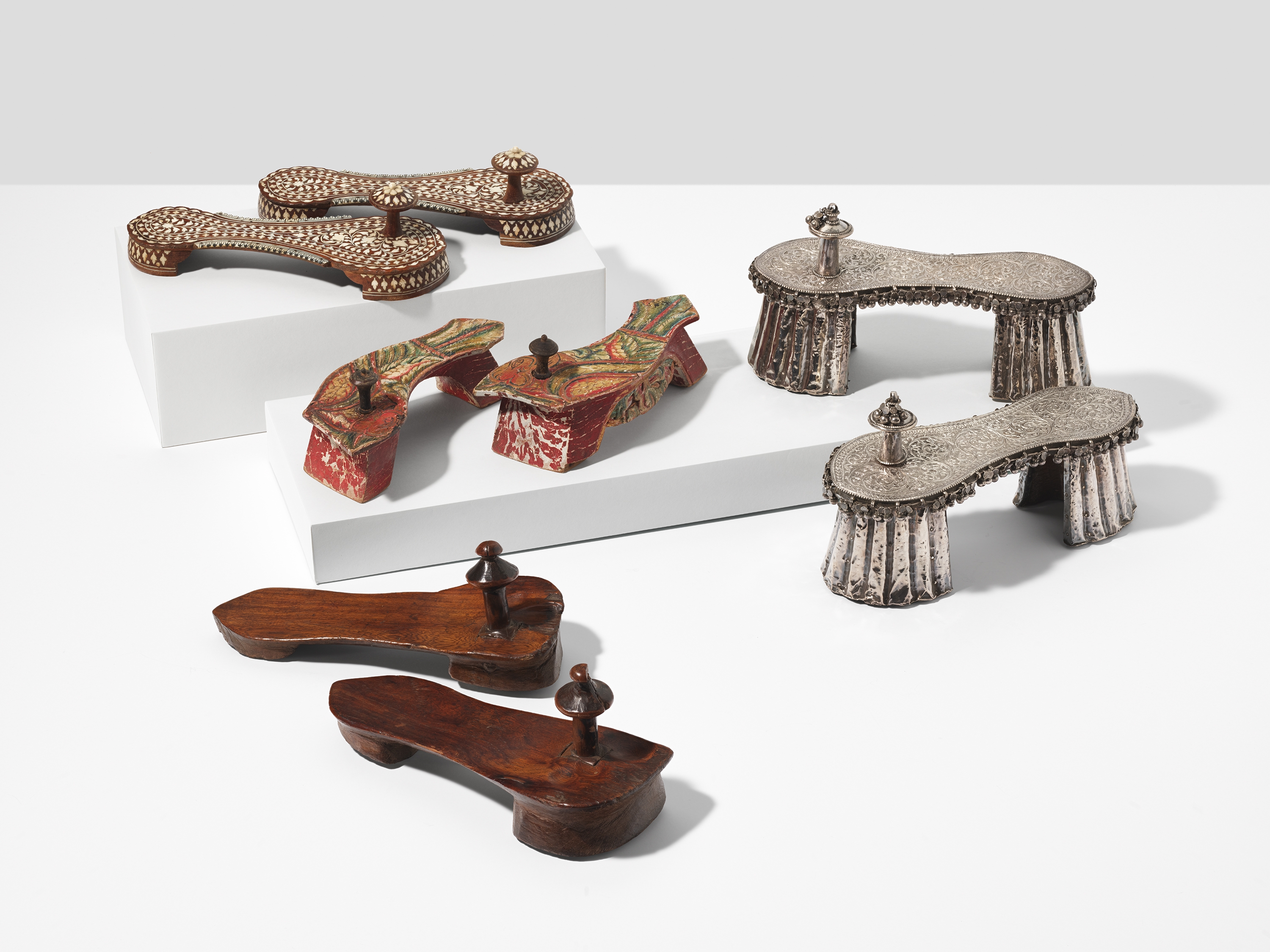 Image of many different shoes on different angles and levels 