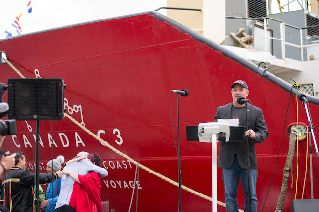 Expedition leader and founder of Students On Ice speaks at the Canada C3 expedition launch in Toronto. Photo credit: Mary Paquet