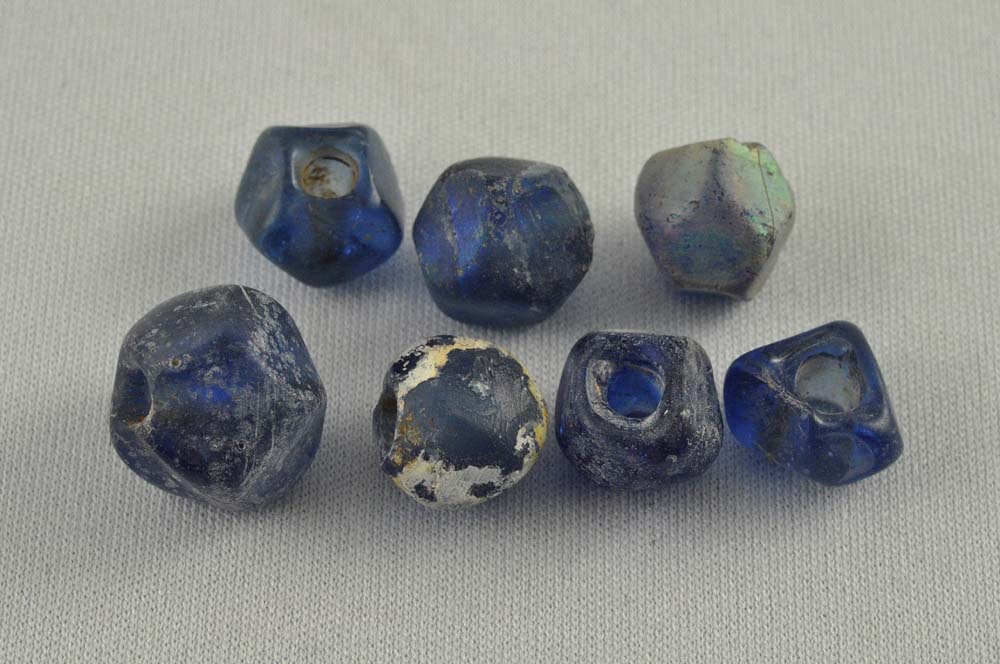 small group of blue beads