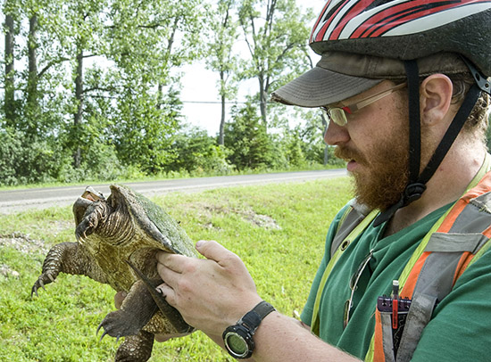 Sean with a snapping turtle