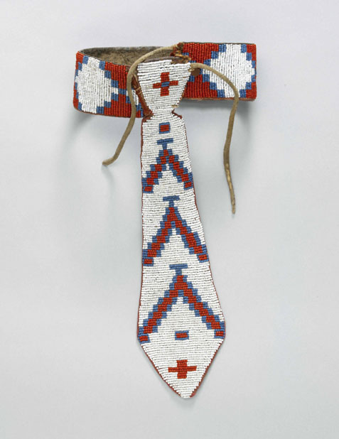 Plains Cree Beaded hide c. 1920 Area of Origin: Nikaneet (Maple Creek) Reserve, Saskatchewan, Canada Belonged to Chief Bearskin 930.181.1.3