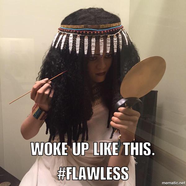 Egyptian mannequin putting make up on. Caption: Woke up like this. #Flawless