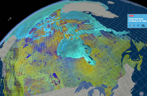 A preview of Canada from Space, a floor map by the Canadian Geographic Society. © Canadian Geographic Society