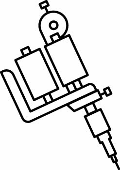 outlined drawing of a tattoo machine