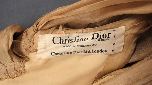Label of Dior dress.