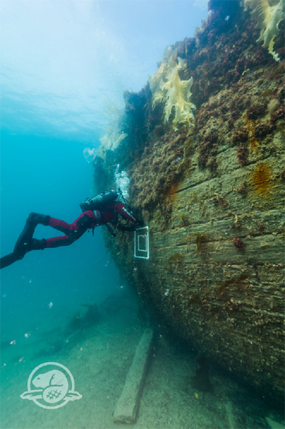 Diving on the Erebus ship