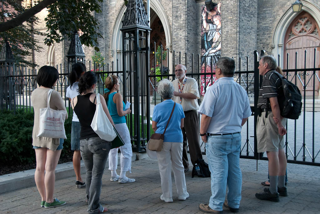 A volunteer leads a ROM Walk