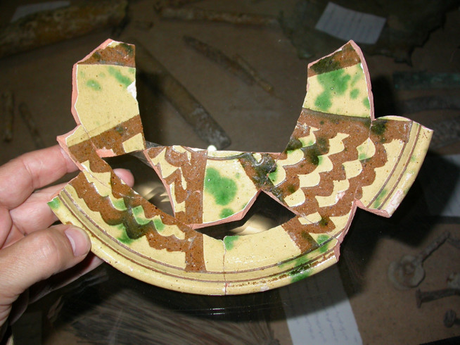 One of the fragments of pottery from the restoration work at Deir Mar Musa.
