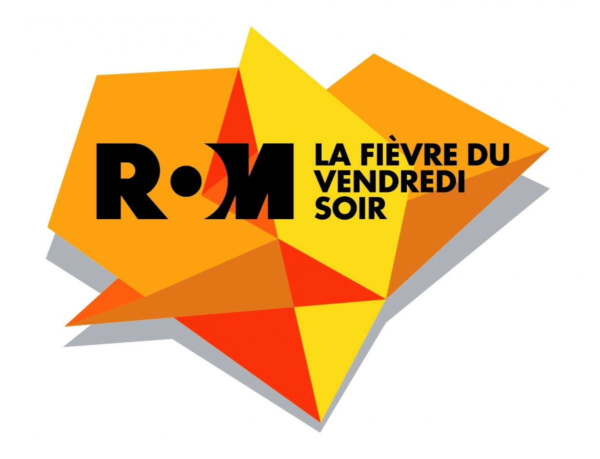 Logo du ROM et de la Fièvre du vendredi soir, texte noir sur fond orange