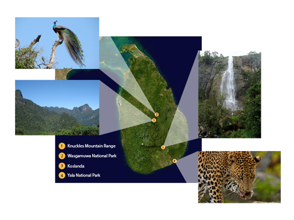 map of the sites being visited in Sri Lanka by Burton and his ROM Sri Lanka Team