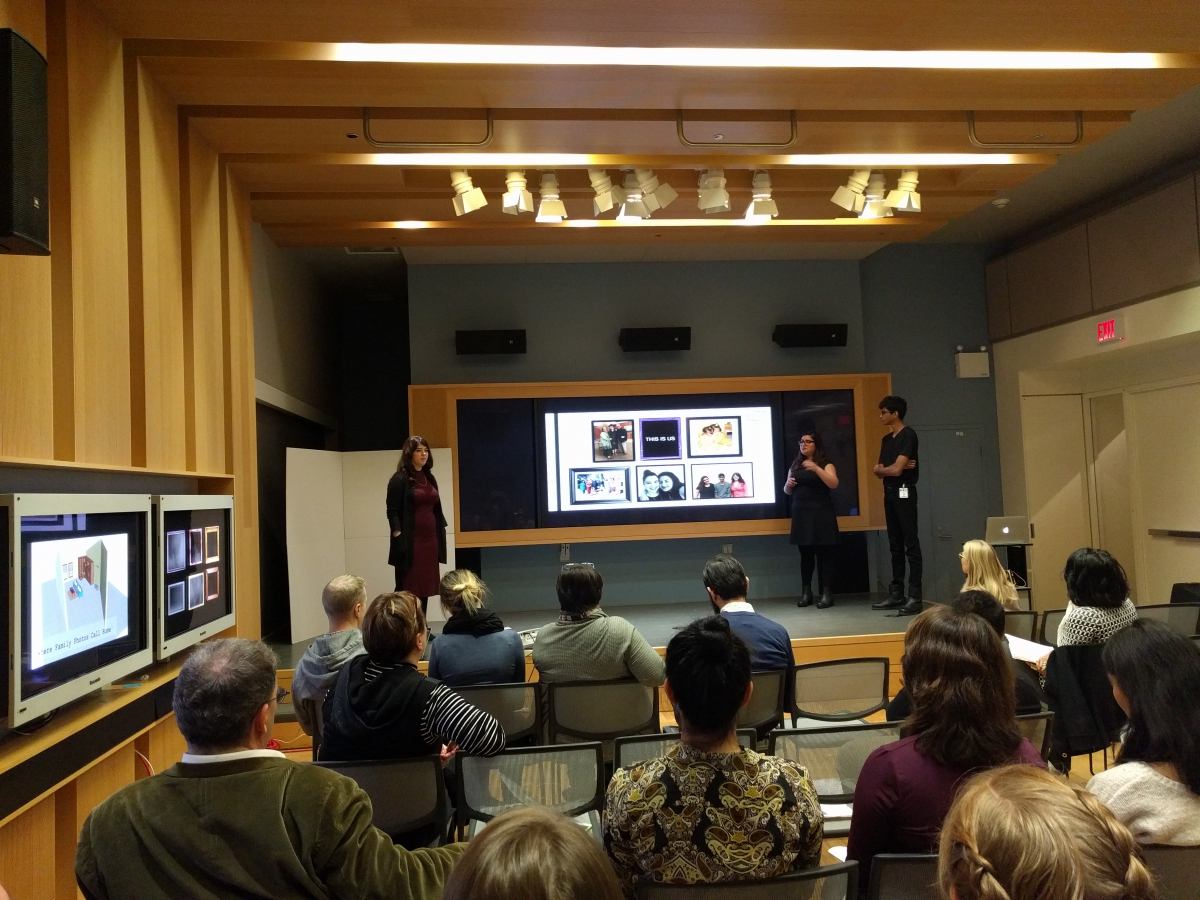 Students presenting their prototypes at the ROM. 