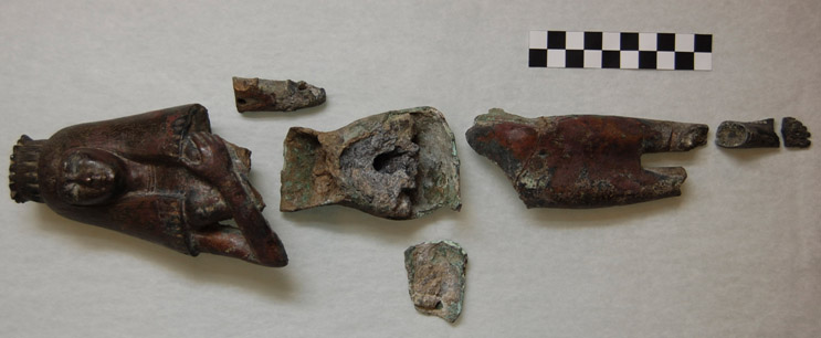 Pieces of artifacts laid out 