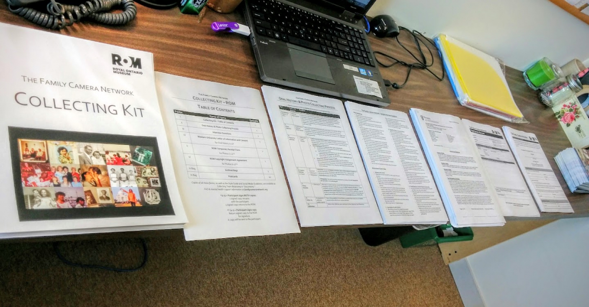 Collecting Kit Contents, The Royal Ontario Museum (Photo: J. Orpana, 2016) A row of paperwork