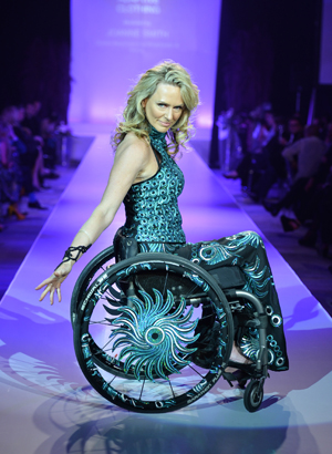 Joanne Smith modelling at a fashion show