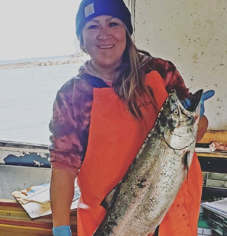 Jordane Chegahno, a member of the Robichaud Commercial Fishing team. 