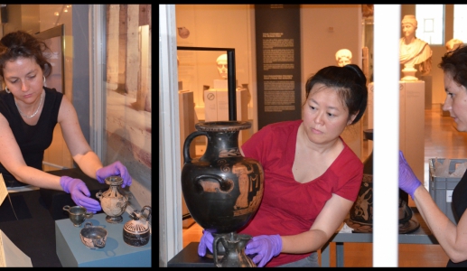 Kate Cooper & Kay Sunahara install the temporary display