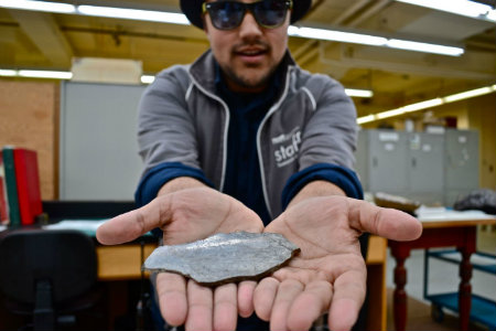 Actually looks like the Moon you see in the sky. #legitmoonness Kiron holds a rock from Mars!