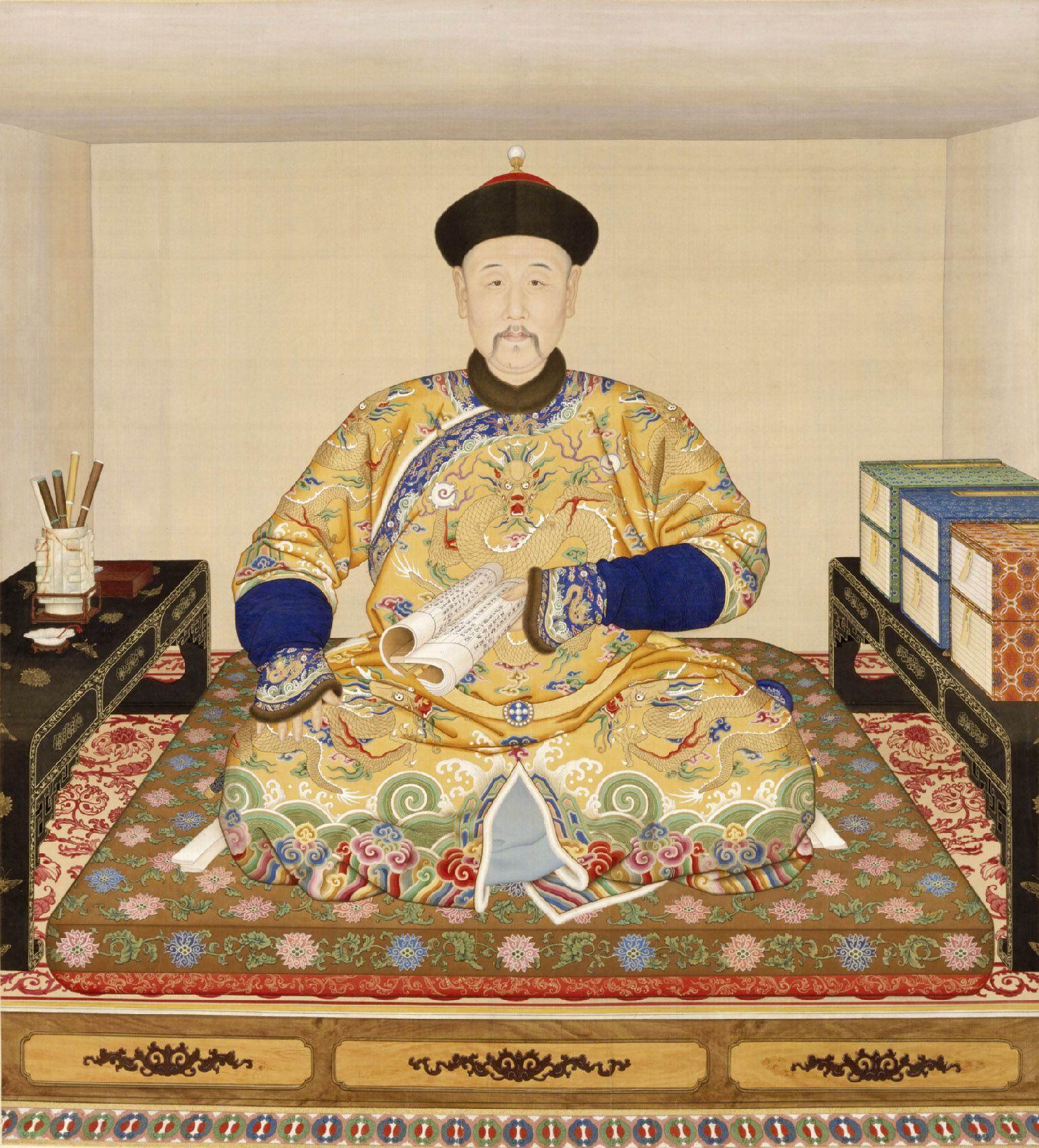 Emperor Yongzheng wears a hat of red silk and sable