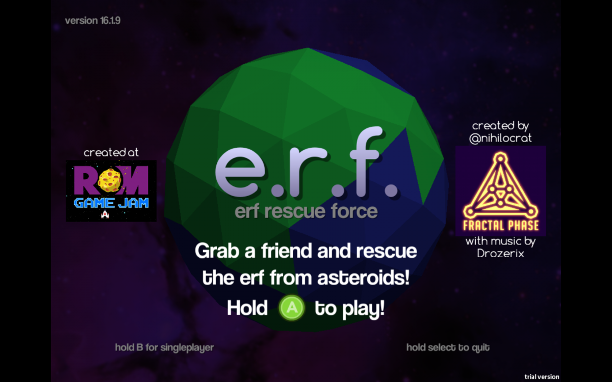 erf start screen