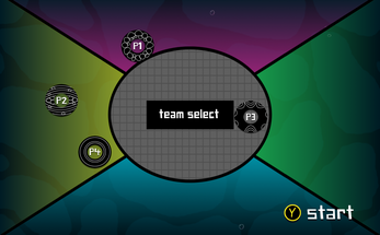 team selection screen for 4 players to select their colour/team