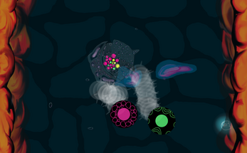 colourful disks combat with one another for survival
