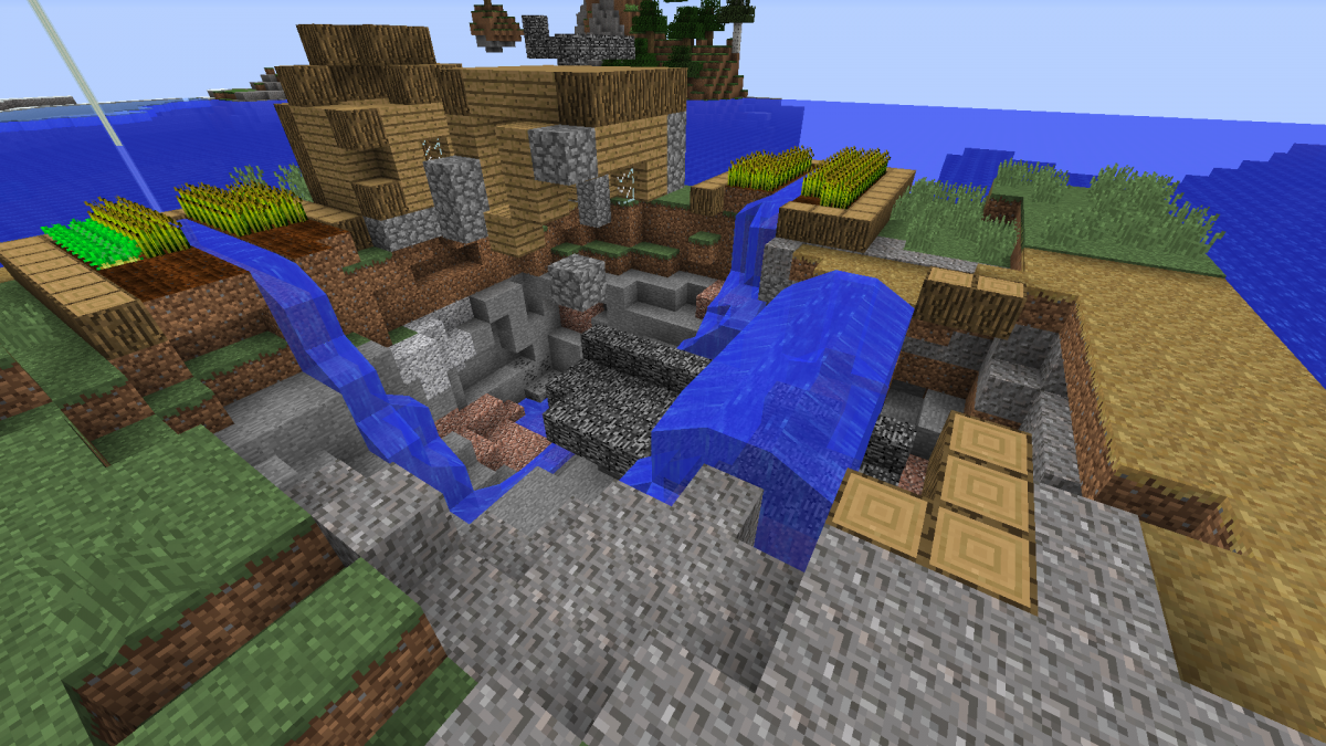 a minecraft screenshot showing the remains of a village after an explosion