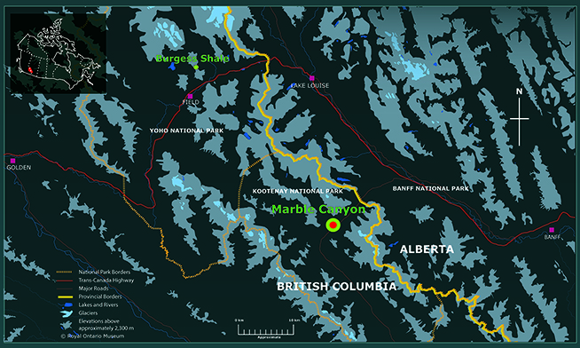Map showing the new "Marble Canyon" site in northern Kootenay National Park