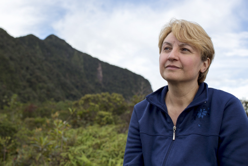 Simona Margaritescu, looking out into the valleys of Mulu Mountain.