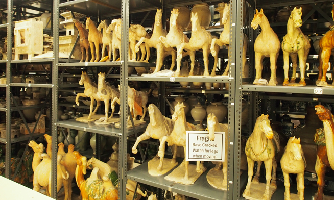 T'ang period ceramics shelving in ROM East Asian storage