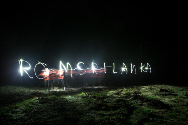 "ROM Sri Lanka" spelled out with light painting by the Communication Team