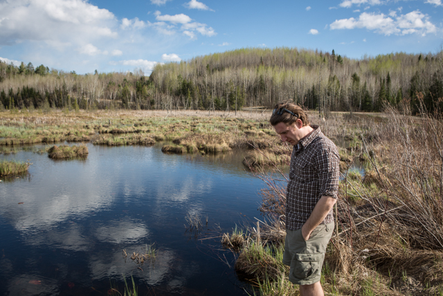 A photo of Dr. Kvist searching in the field for Macrobdella decora, the North American medicinal leech. Photo by Vincent Luk