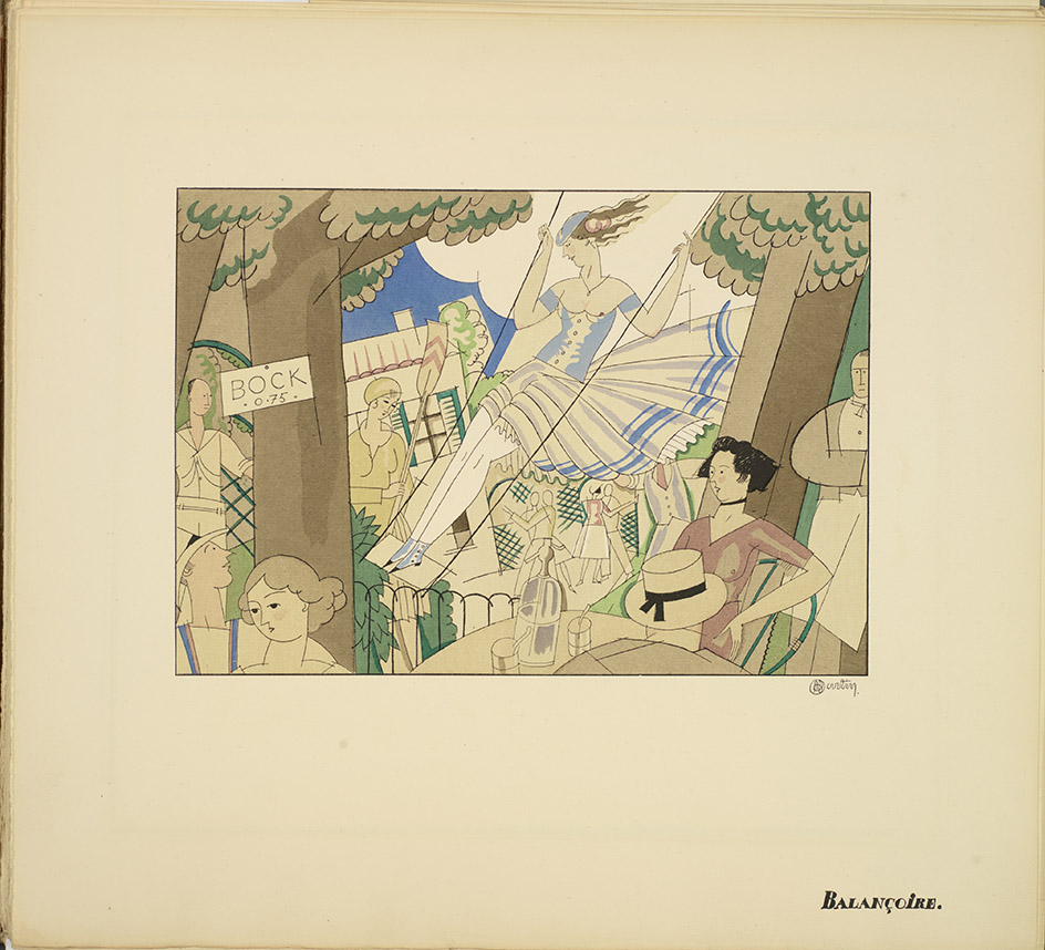 “Balançoire”, illustration by Charles Martin, hand-coloured by Jules Saudé. 