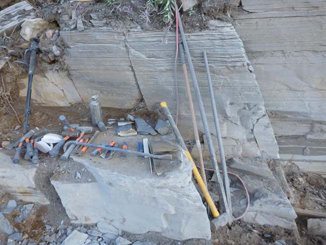 Basic tools of the trade: hammers, crow bars, chisels and mining bars.